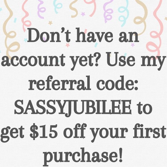 Use Referral code SASSYJUBILEE to get $15 off your first purchase on Poshmark - Picture 1 of 1